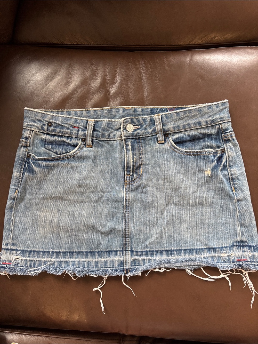 GAP Light Blue Distressed Denim Mini Skirt Fall ‘06 Y2K vintage denim Gap 1969